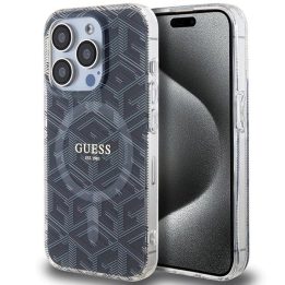 Guess IML GCube MagSafe dėklas iPhone 15 Pro - juodas