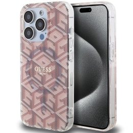 Guess IML GCube MagSafe dėklas iPhone 15 Pro - rožinis