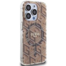 Guess IML GCube MagSafe dėklas iPhone 15 Pro - rudas