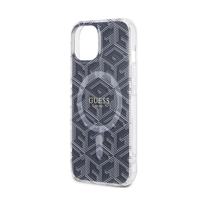 Guess IML GCube MagSafe dėklas iPhone 15 Plus / 14 Plus - juodas