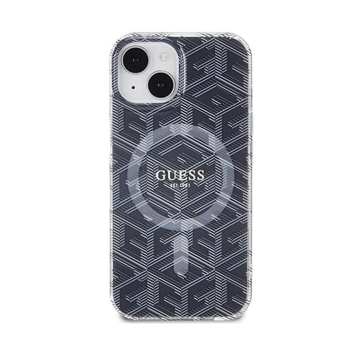 Guess IML GCube MagSafe dėklas iPhone 15 Plus / 14 Plus - juodas