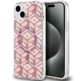 Guess IML GCube MagSafe dėklas iPhone 15 Plus / 14 Plus - rožinis