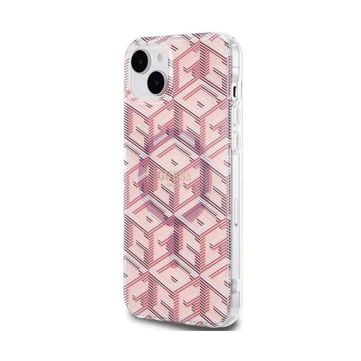 Guess IML GCube MagSafe dėklas iPhone 15 Plus / 14 Plus - rožinis