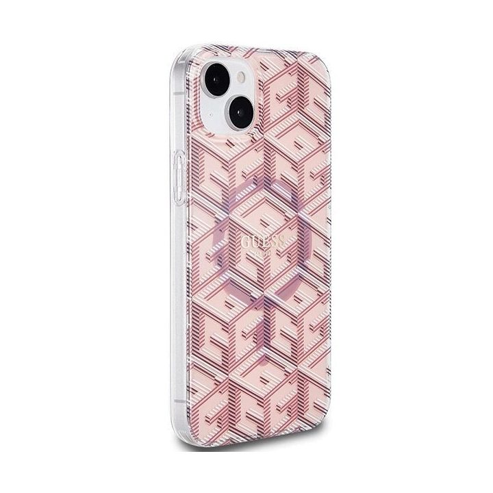 Guess IML GCube MagSafe dėklas iPhone 15 Plus / 14 Plus - rožinis