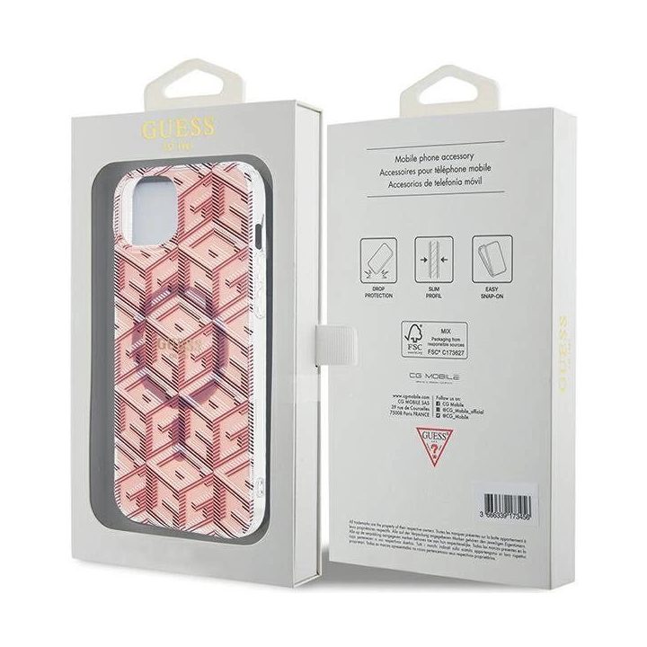 Guess IML GCube MagSafe dėklas iPhone 15 Plus / 14 Plus - rožinis