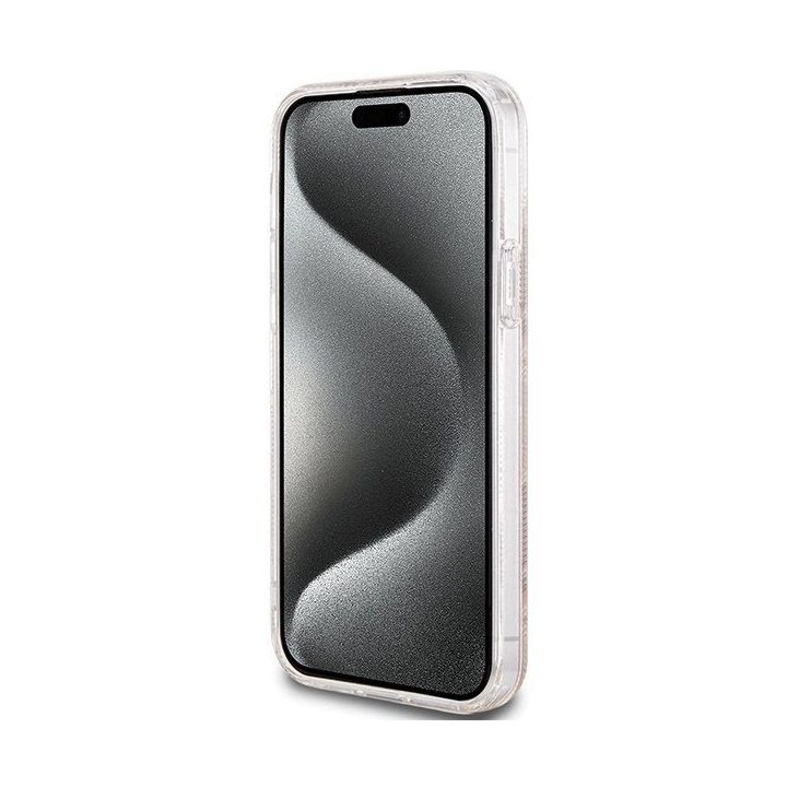 Guess IML GCube MagSafe dėklas iPhone 15 Plus / 14 Plus - rudas