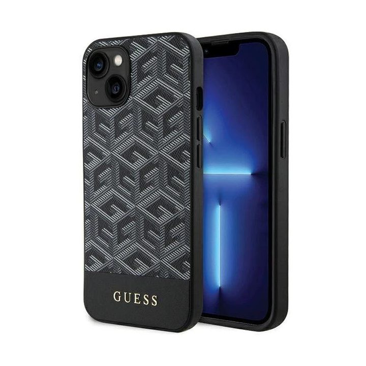 Guess GCube Stripes MagSafe saugiklis iPhone 15 / 14 / 13 - juodos spalvos