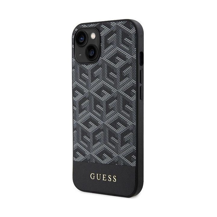 Guess GCube Stripes MagSafe saugiklis iPhone 15 / 14 / 13 - juodos spalvos