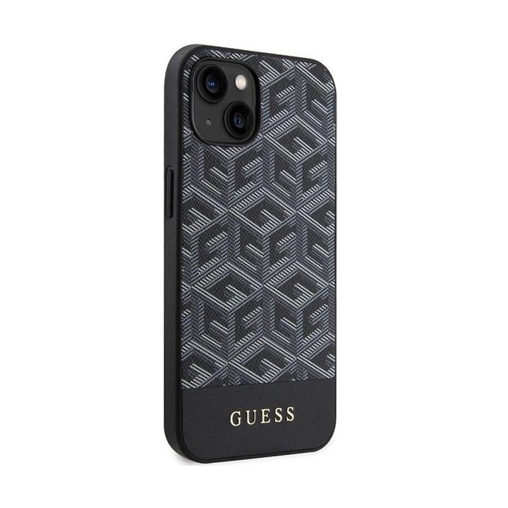 Guess GCube Stripes MagSafe saugiklis iPhone 15 / 14 / 13 - juodos spalvos