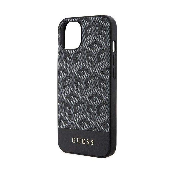 Guess GCube Stripes MagSafe saugiklis iPhone 15 / 14 / 13 - juodos spalvos