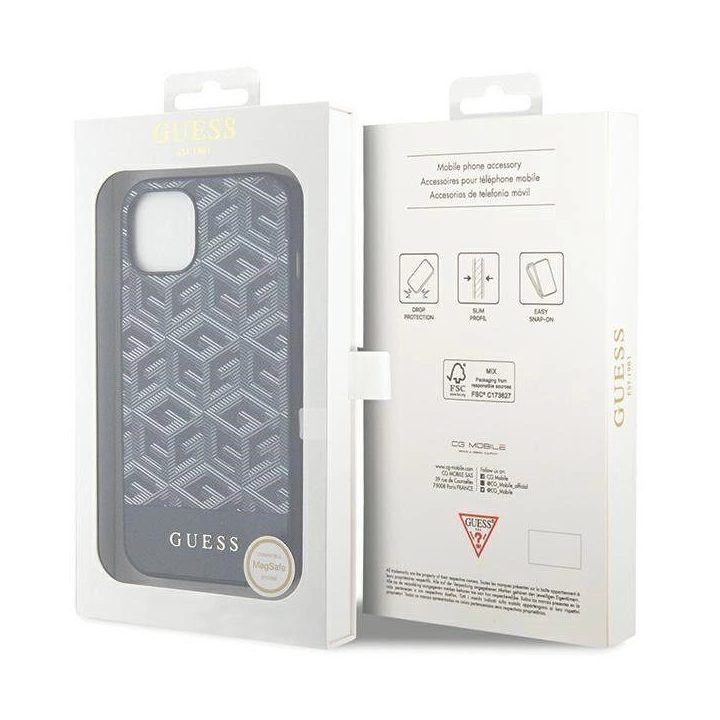 Guess GCube Stripes MagSafe saugiklis iPhone 15 / 14 / 13 - juodos spalvos