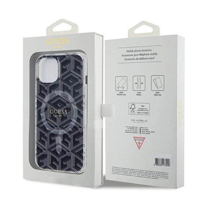Guess IML GCube MagSafe dėklas iPhone 15 / 14 / 13 - Juodas