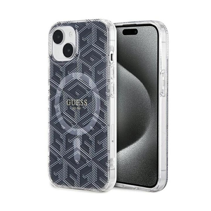 Guess IML GCube MagSafe dėklas iPhone 15 / 14 / 13 - Juodas
