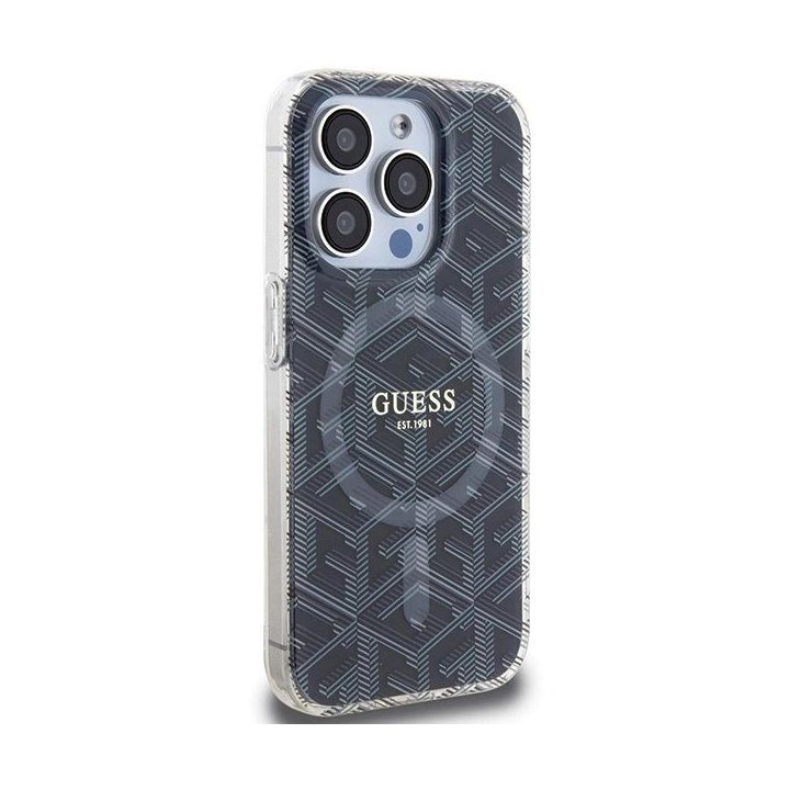Guess IML GCube MagSafe dėklas iPhone 15 Pro Max - juodas