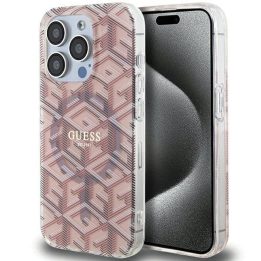 Guess IML GCube MagSafe dėklas iPhone 15 Pro Max - rožinis