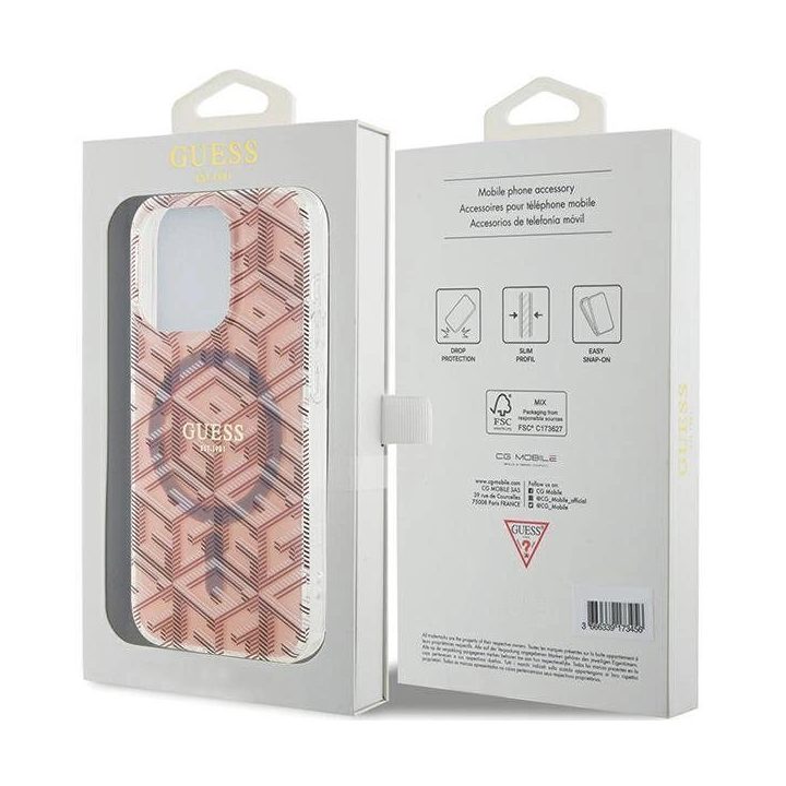 Guess IML GCube MagSafe dėklas iPhone 15 Pro Max - rožinis