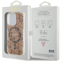Guess IML GCube MagSafe dėklas iPhone 15 Pro Max - rudas