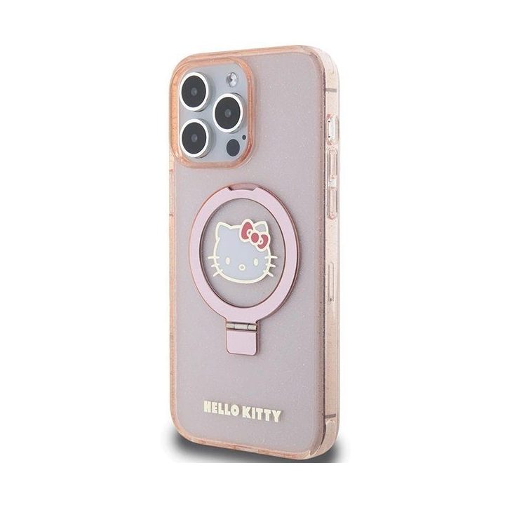 Hello Kitty žiedinis stovas su blizgučiais Electrop Logo MagSafe ant iPhone 15 Pro Max - daugialypė terpė