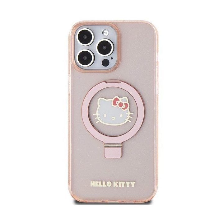 Hello Kitty žiedinis stovas su blizgučiais Electrop Logo MagSafe ant iPhone 15 Pro Max - daugialypė terpė