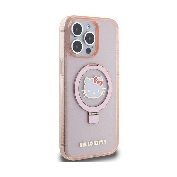 Hello Kitty žiedinis stovas su blizgučiais Electrop Logo MagSafe ant iPhone 15 Pro Max - daugialypė terpė