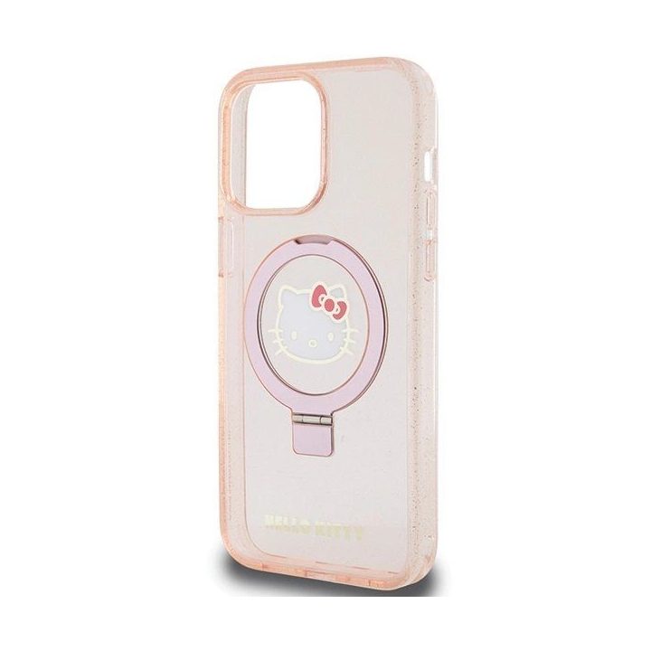 Hello Kitty žiedinis stovas su blizgučiais Electrop Logo MagSafe ant iPhone 15 Pro Max - daugialypė terpė