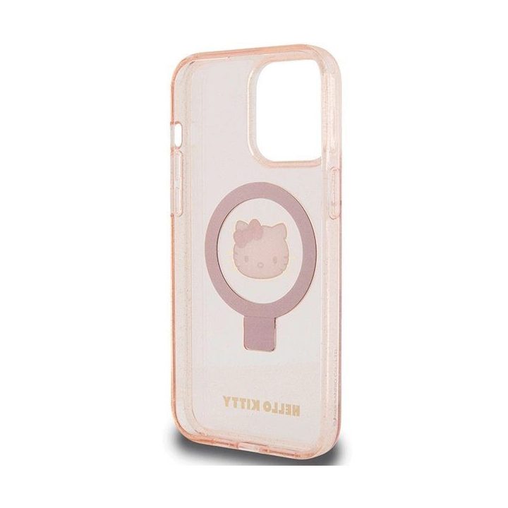 Hello Kitty žiedinis stovas su blizgučiais Electrop Logo MagSafe ant iPhone 15 Pro Max - daugialypė terpė