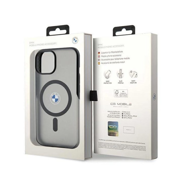 BMW IML Signature MagSafe dėklas iPhone 15 Plus / 14 Plus - juodas