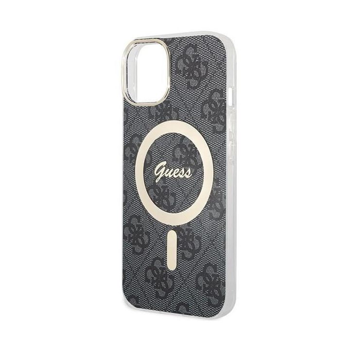 Guess 4G MagSafe dėklas iPhone 15 Plus / 14 Plus - juodas
