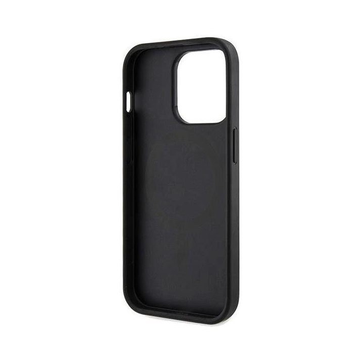 Guess 4G spausdintas MagSafe dėklas iPhone 15 Pro Max - juodas
