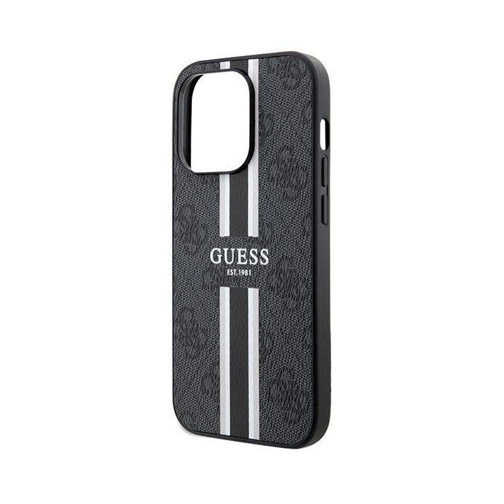 Guess 4G spausdintas MagSafe dėklas iPhone 15 Pro Max - juodas