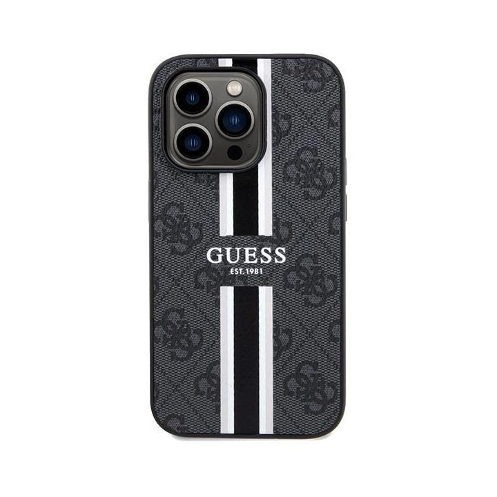 Guess 4G spausdintas MagSafe dėklas iPhone 15 Pro Max - juodas