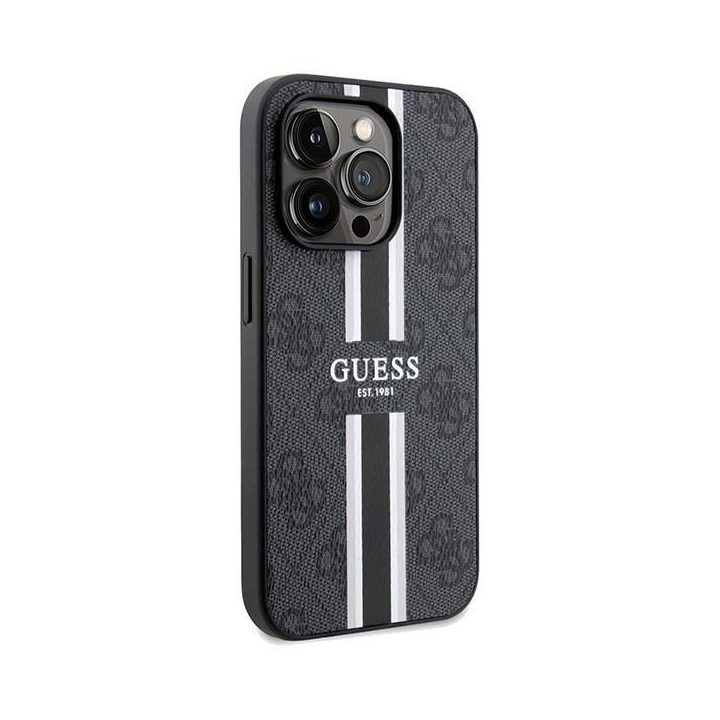 Guess 4G spausdintas MagSafe dėklas iPhone 15 Pro Max - juodas