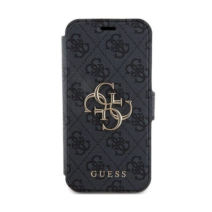 Guess 4G metalinis dėklas su logotipu iPhone 15 Pro - pilkas