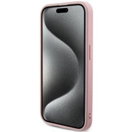 Guess Saffiano Iridescent Script dėklas iPhone 14 Pro - rožinis