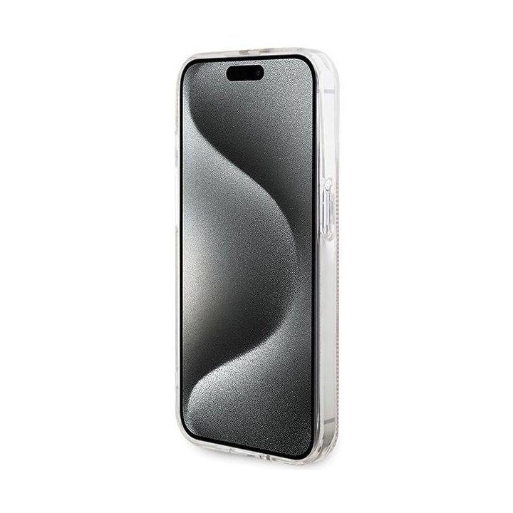 Guess IML 4G Gold Stripe dėklas iPhone 14 Pro Max - rožinis