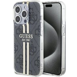 Guess IML 4G Gold Stripe dėklas iPhone 15 Pro - juodas