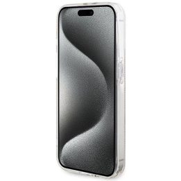 Guess IML 4G Gold Stripe dėklas iPhone 15 Pro - rožinis