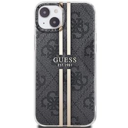 Guess IML 4G Gold Stripe dėklas iPhone 15 Plus / 14 Plus - juodas
