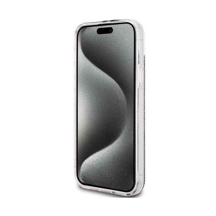 Guess IML 4G Gold Stripe dėklas iPhone 15 Plus / 14 Plus - juodas