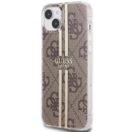 Guess IML 4G Gold Stripe dėklas iPhone 15 Plus / 14 Plus - rudas