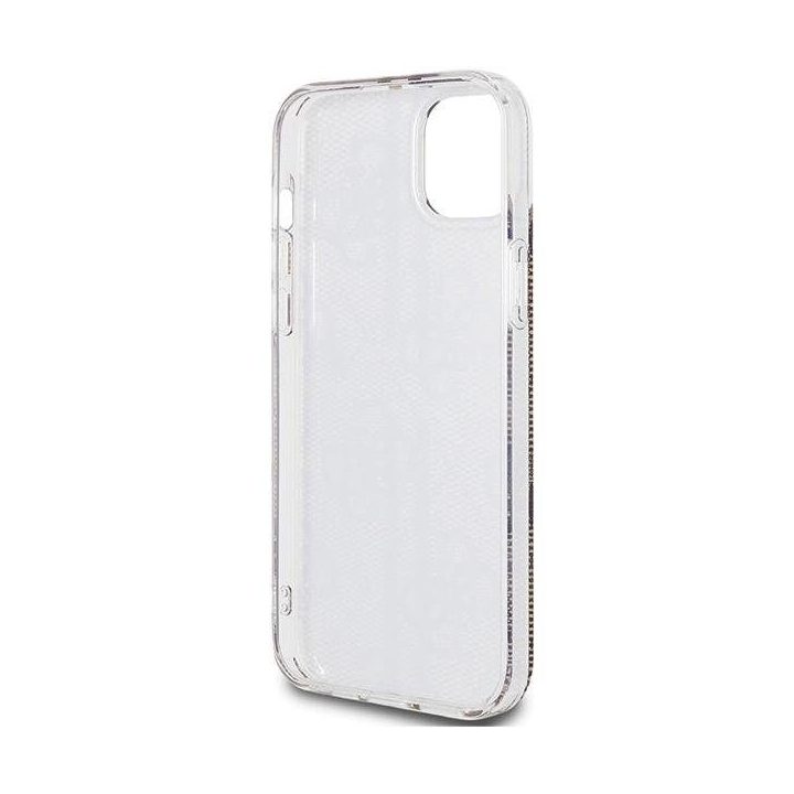 Guess IML 4G Gold Stripe dėklas iPhone 15 Plus / 14 Plus - rudas