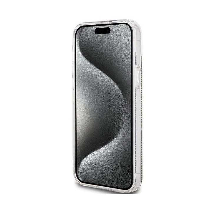 Guess IML 4G Gold Stripe dėklas iPhone 15 Plus / 14 Plus - rudas