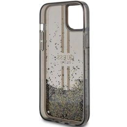 Guess Liquid Glitter Gold Stripes dėklas iPhone 15 Plus / 14 Plus - juodas