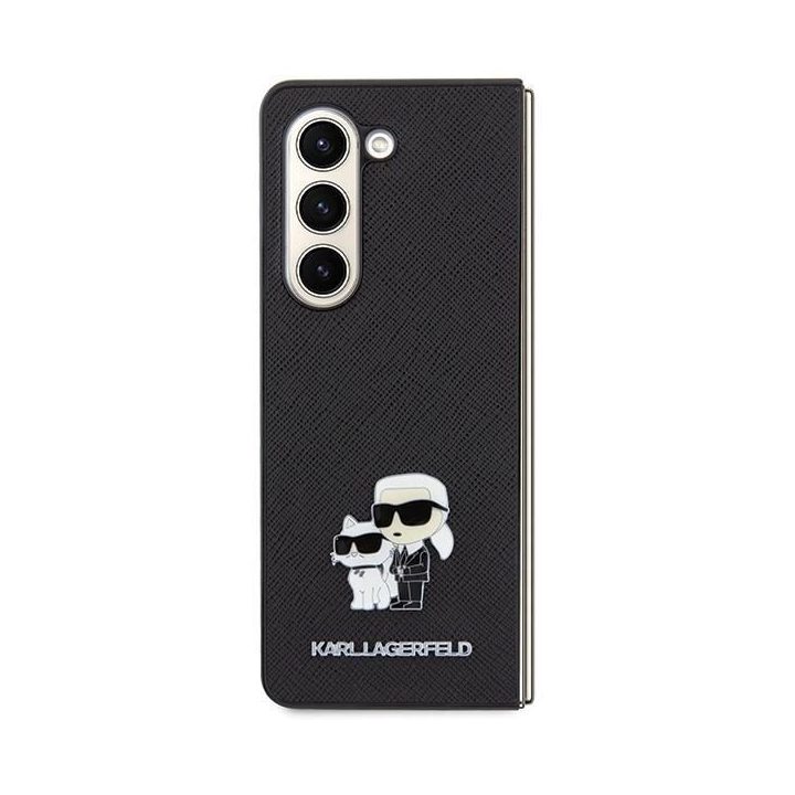 Karl Lagerfeld Saffiano Karl&Choupette Pin dėklas Samsung Galaxy Z Fold 5 - juodas