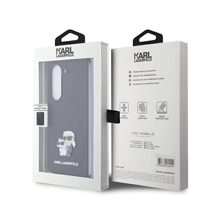 Karl Lagerfeld Saffiano Karl&Choupette Pin dėklas Samsung Galaxy Z Fold 5 - juodas