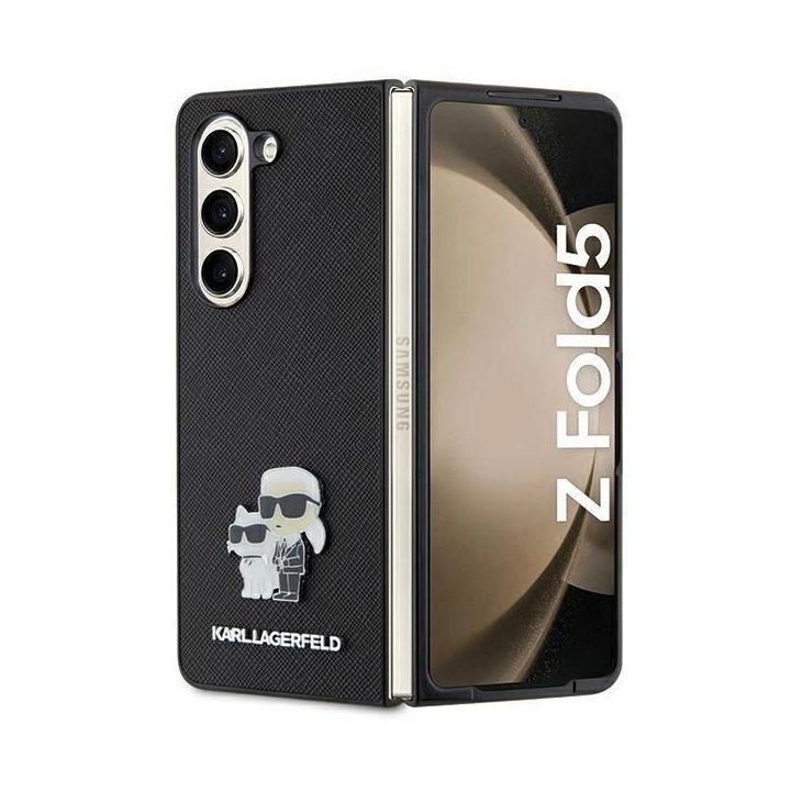 Karl Lagerfeld Saffiano Karl&Choupette Pin dėklas Samsung Galaxy Z Fold 5 - juodas