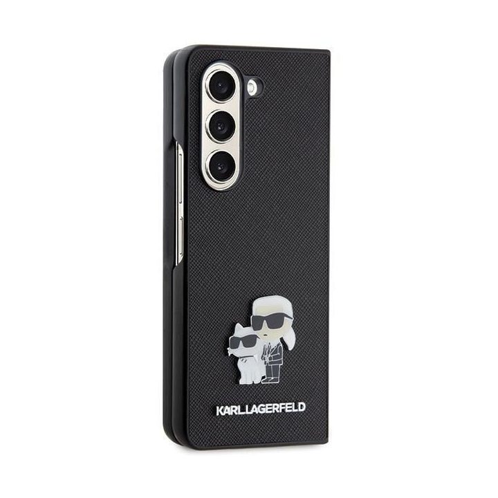 Karl Lagerfeld Saffiano Karl&Choupette Pin dėklas Samsung Galaxy Z Fold 5 - juodas