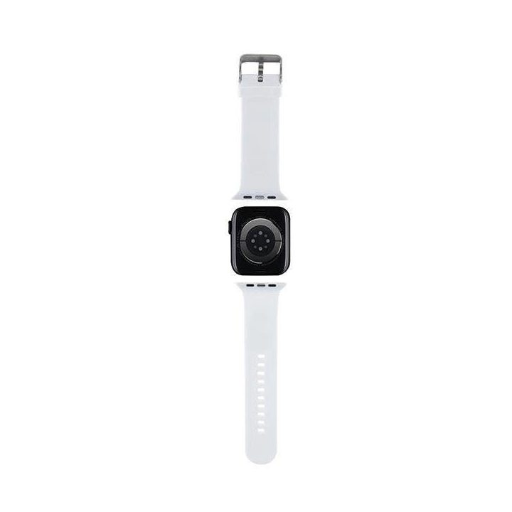 Karl Lagerfeld 3D guminis Apple Watch 42/44/45/49 mm dirželis su Choupette galvute - Baltas