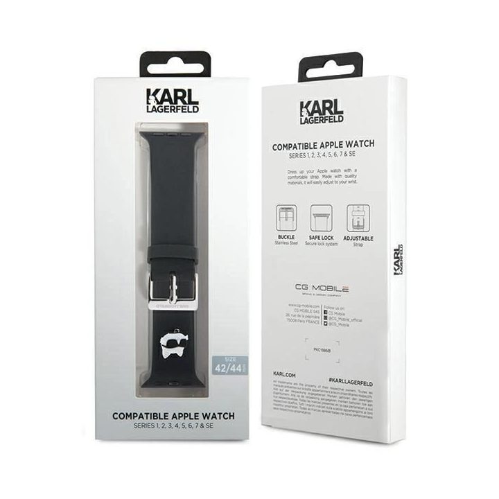 Karl Lagerfeld 3D guminis dirželis su Apple Watch 42/44/45/49 mm galvute - Juodas