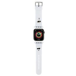 Karl Lagerfeld 3D gumos dirželis Karl&Choupette Heads , skirtas Apple Watch 42/44/45/49 mm - baltas